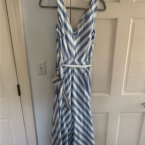 Blue and White Striped Dress - linen and cotton